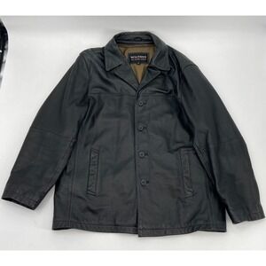 Wilsons‎ Leather Mens Jacket XLT Black Pelle Studio Coat 4 Buttons